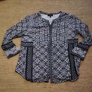Lucky Brand Black and White Button Down Shirt
